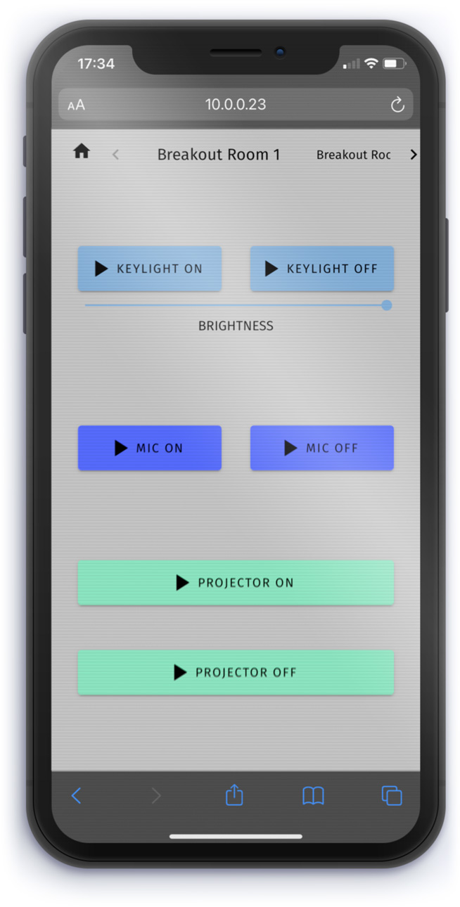 A custom web interface created using the ENTTEC S-Play, displayed on a mobile phone.
smart light controller