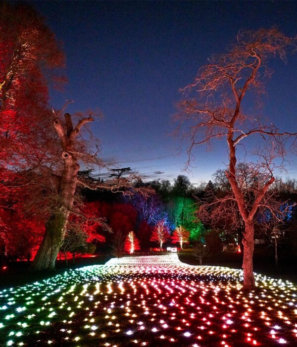 Young girl in awe of spectacular light show